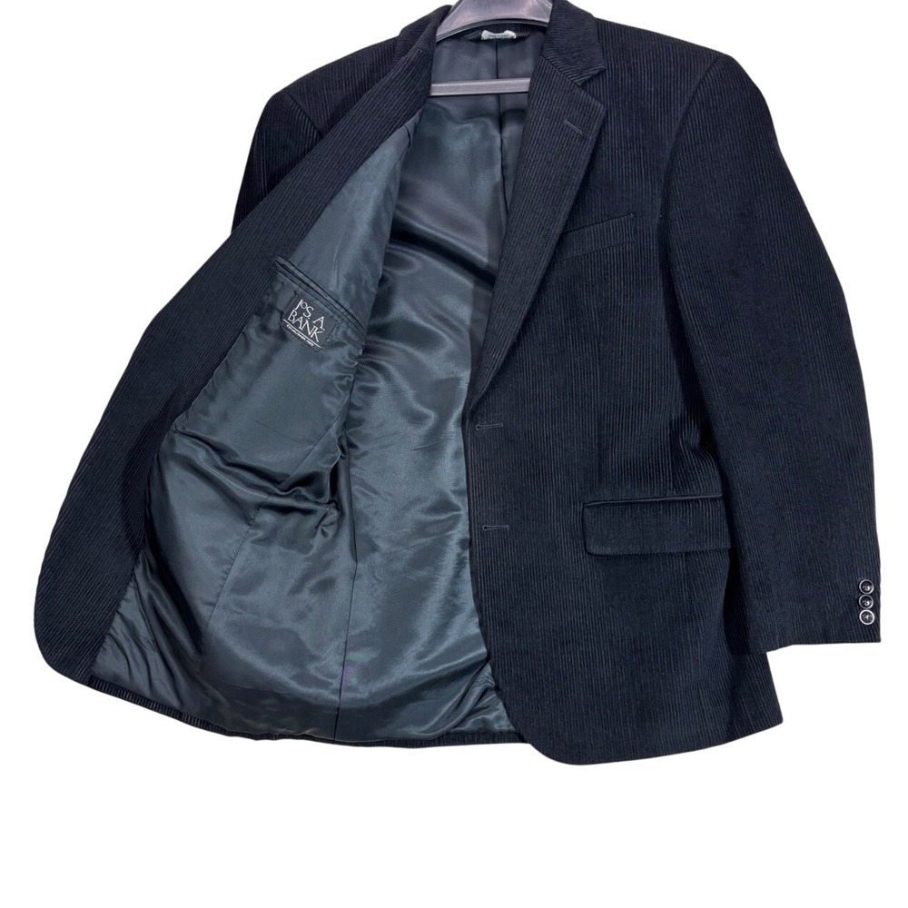 Jos. A. Bank Mens 39R Black Corduroy Blazer Wool Silk Blend Sport Coat 912